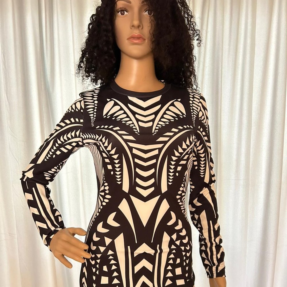 Black & White Asymmetrical Dress, Size S